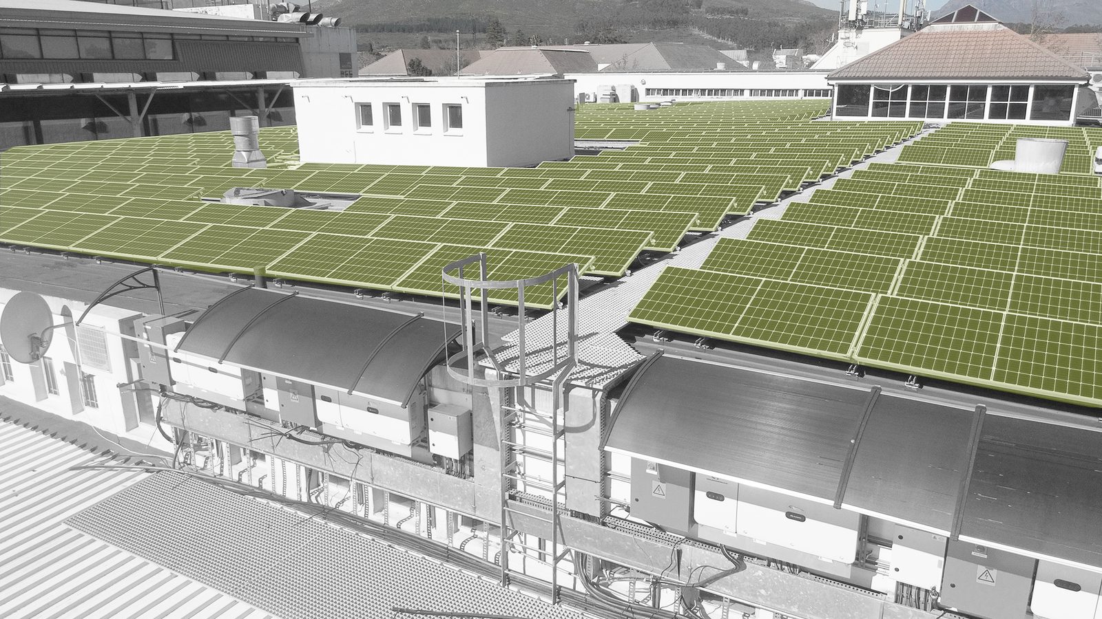 Industrial roof with solar across every plane