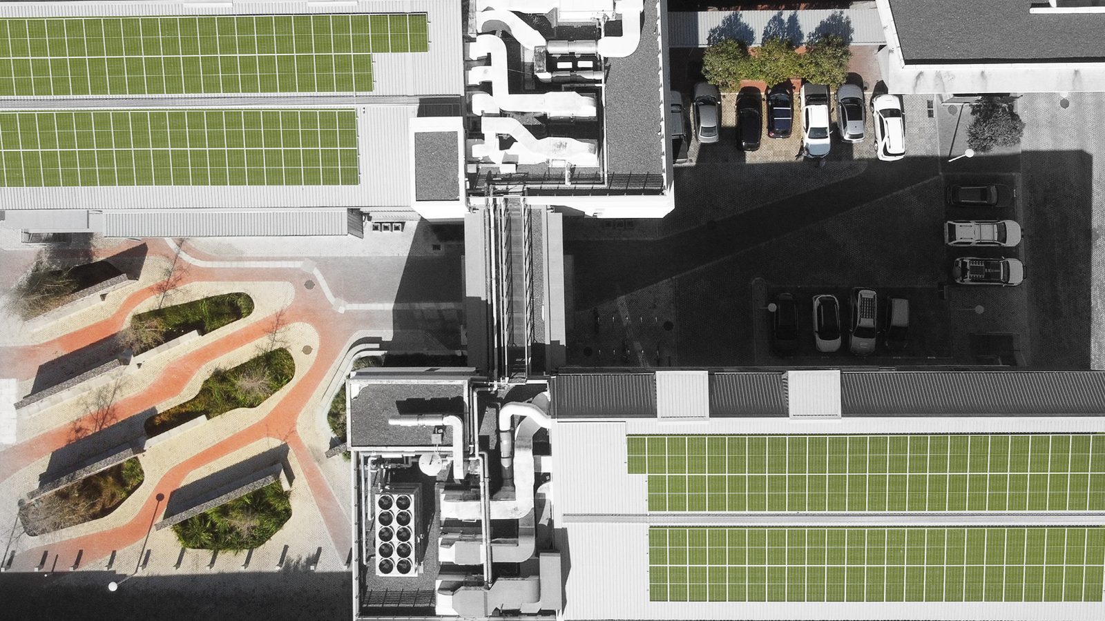 Rooftop array seen from directly above